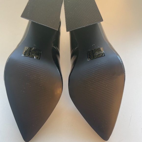 Missguided Dark Grey Modern Pumps Chunky Heel NWOT Sz 6 - Picture 8 of 12